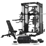 CORTEX SM-25 6-In-1 Power Rack with Smith & Cable Machine + Jammer Arms + Chest Fly Attachment + 23kg Weights Add On + BN-9 Bench + Ultimate Olympic B