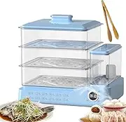 2-Tier Glass Food Steamer,24L Capacity Vegetable Steamer with Water Tankfor Cooking, Touch Visual Panel,Smart Reservation,5S Steam Release,Anti-Dry Burn,for Veggies, Meats, RIC