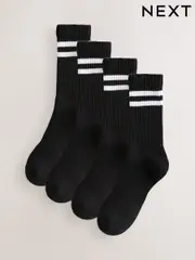 Black Cushioned Sports Socks 4 Pack (AC6464) | $29