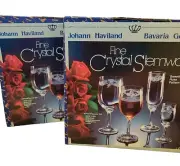 (2) NEW Johann Haviland Sweetheart Rose Etched Crystal Stemware 4pc Sets Germany