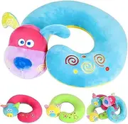 qianliyer Kids Neck Pillow for Traveling - Essential for Toddler Road Trips and Airplane Travel Comfortable Travel Pillow for Kids - Cute Dog Plush Toy with Chin Support Kids