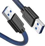 USB 3.0 A to A Male Cable 1M / 3.3 FT, ANDTOBO USB 3.0 Male to Male Cable Double End USB Cord Compatible with Hard Drive Enclosures DVD Player Laptop Cooler - Blue