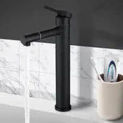 ACA Basin Mixer Tap Bathroom Vanity Sink Swivel Nozzle Faucet Round Black