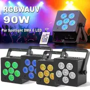 Rechargeable RGBW UV 6LED Stage Par Can Lights DMX DJ Disco Party Show Halloween