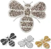 minkissy DIY : 4pcs Bee Rhinestone Iron on Patches Stylish Patches for Clothing Shoes Bags Heat Activated Adhesive