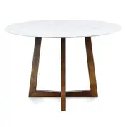 Zodiac 1.15m Round Marble Dining Table - Dark Brown Base