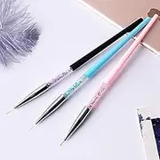 3 Nail Art Liner Brushes Set with Crystal Barrels Beauties Factory Line Detail Drawing Painting Striping Acrylic Paint Design Patterns Flowers Fine Pointed Brush
