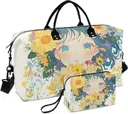 [ZRYSMY] Woman Japanese Flowers Duffel Bag for Traveling, Travel Bag Gym Bag, with Multiple Interior Pockets Shoulder Weekender Bag for Women Men with Toiletry Bag 20.5L x 1.9W x 13.8H, Multi-Colored