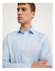 [Country Road] Slim Fit Textured Travel Shirt in Light Blue