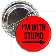 [Lunch Money] I'm With Stupid - Funny 1.50" Inch Button Badge Pin - Arrow Pointing to the Right - Made in USA, Metal, metal