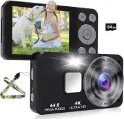 4K Digital Camera, 64MP, 18X Zoom, FHD 4K Video, Compact, 64GB #C14