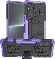 [YBROY] Case for Sony Xperia 1 V, Soft TPU + Hard PC, Full Body Rugged Shockproof Case, Stand Function, Anti-Scratch Cover for Sony Xperia 1 V.(Purple)