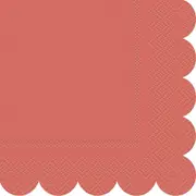 Boho Coral Scalloped Edge Luncheon Napkins 16pk
