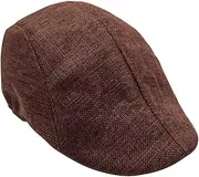 [ANDRESLAD] Mens Flax Beret Newsboy Cap Red Sunscreen Hat British Style Peaked Hat for Women Men