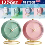 Battery Operated Desk Alarm Clock + Light Analog Clock Retro Silent No Ticking