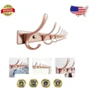 Versatile Space-Saving Matte Rose Gold Coat Rack - Wall Mounted with 10 Hooks