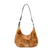Portable Animal Pattern Underarm Pouch Plush Top-handle Bag Women Shouder Purses Popular Simple Female Daily Bag