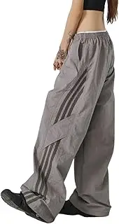 [Lixom] Striped Baggy Parachute Pants Y2k Track Pants Unisex Streetwear Fashion Drawstring Sweatpants