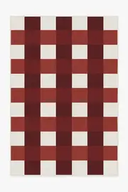 185' x 275' | Machine Washable Runner Rug | Kid & Pet Friendly | Indoor Rug | Gingham Plaid Red & White Outdoor Rug | Ruggable