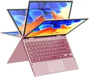 Yoga 10.95 Inch 2-in-1 Pink Mini Laptop with Touch Screen, FHD Display, Intel 12 Gen N95 CPU (up to 3.4 GHz), 16 GB DDR5 RAM, 512 GB NVMe SSD, 360° Rotating Design, Type-C, BT, Wi-Fi, Background Light