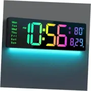Digital Wall Clock Large Display 16", Digital Clock with 11 RGB Colors