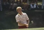 Jack Nicklaus Watches The Flight Of His Ball1980s Golf Photo