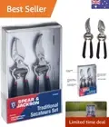 Traditional Bypass & Anvil Secateurs Set, Blue