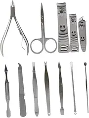 Manicure Pedicure Set Nail Clippers Scissors Stainless Steel Grooming Kit Case Random Style