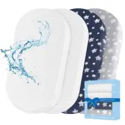 Bassinet Sheets & Waterproof Bassinet Mattress Pad Protector 4 Pack Set, Visc...