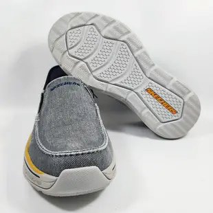 零碼特價 SKECHERS 瞬穿SLIP-IN健走男鞋 Remaxed Goga Mat Arch足弓支撐鞋墊 休閒鞋 204839BLU [陽光樂活] (E3)