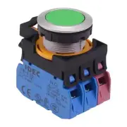 IDEC CW Series Green Metallic Maintained Flush Push Button Switch 2NO-1NC IP65