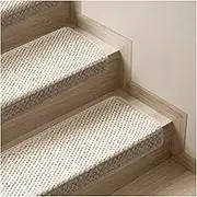 Bullnose Carpet Wool Stair Treads Non-Slip for Wooden Steps Indoor, Self-Adhesive Stair Protectors Soft Comfortable Carpet Runner,Pet Friendly Stair Rugs Covers Mats Staircase Step Covers,Washable(Bei