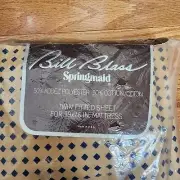 VTG Bill Blass Springmaid Twin Fitted Sheet Navy Blue Tan SHADOW DIAMONDS New