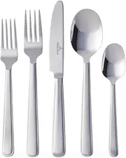 New Wave 44 Piece Flatware Set by Villeroy & Boch - 18/10 Stainless Steel - Dishwasher Safe Silverware Celeste 12X11X5 Silver