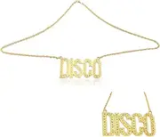 [TENGEE] 1 x men's gold chain, gold chain, fancy dress, chain chain, gold, gold chains, men, hip hop necklace, retro style, with letters, material alloy, suitable for fashionable clothing, 5*4*1, Alloy