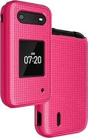 [Nakedcellphone] Case for Nokia 2760 2780 Flip Phone, Slim Hard Shell Protector Cover with Grid Texture for Tracfone N139DL, TA-1398, TA-1451, TA-1420 - Bright Hot Pink