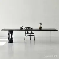 在飛比找樂天市場購物網優惠-【爆款】侘寂風碳化實木餐桌亞剋力懸浮傢用簡約客廳泡茶桌創意原