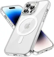 JETech Magnetic Case for iPhone 14 Pro 6.1-Inch Compatible with MagSafe Wireless Charging, Shockproof Phone Bumper Cover, Anti-Scratch Clear Back (Clear)