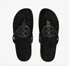 Tory Burch Miller Cloud Shearling Leather Sandal Black Slide Flip Flop Sz 7 New