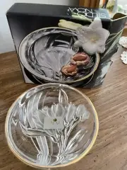 STUDIO NOVA ROUND GLASS DISH, GOLD RIM