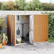 Garden Storage Shed, Outdoor Storage Shed Tool Store Cabinet Garden Tool Shed Brown 225x89x161 cm Galvanised Steel