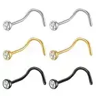 9PCS Surgical Steel Nose Studs Zirconia Gem Stone Body Piercing Jewellery