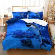 v3992 Bed Sheets Shark Ocean Print Duvet Cover Set Soft Bedclothes Bed Linen Bed Sheets IU3992