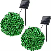 Nevenka 2Pcs Solar Christmas Lights 39ft 100 LED 8 Modes Solar String Lights Waterproof-Green