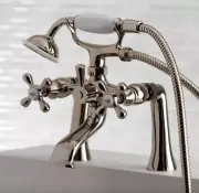 Kingston KS268PN Three-Handle 2-Hole Deck Mount Clawfoot Tub Faucet