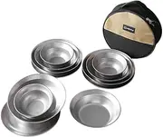Camping Tableware Set - 12pcs Stainless Steel Plates & Bowls for Outdoor - Reusable Dinner Set for Camping, Hiking and Picnic