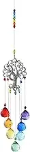 Crystal Suncatcher Chakra Colours Ball Prism, Tree of Life Window Hanging Ornament and Rainbow Maker, 40cm