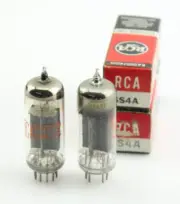 New Qty 2 RCA 6S4A Matched Pair Black Plates Top Foil O Getter USA NOS Tubes