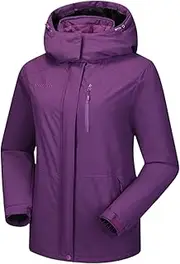 [OutPro] Ski Jacket Women's Waterproof Snowboard Jacket Winter Jacket Hooded Warm Winter Jacket Thick Goose Down Lining Double Side Pockets Hiking Jacket with Zip for Outdoor Activities