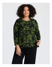 [Taking Shape] Natural Ava Abstract Top Black/greenery